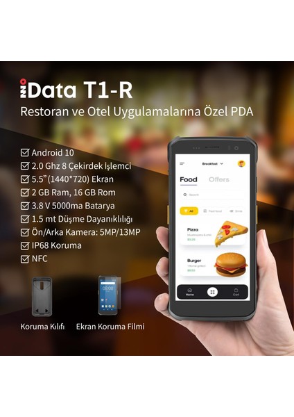 Idata T1-Rst 5.5" 2.0ghz Bluetooth Android 2gb RAM-16GB Rom Restoran El Terminali