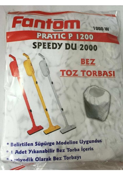 Fantom P1200 Pratik Süpürge Uyumlu Bez Toz Torbası (4 Adet)