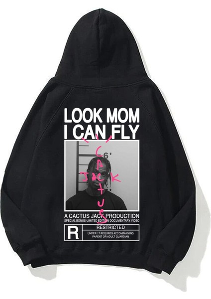 Unisex Look Mom I Can Fly Siyah Sweatshirt Hoodie