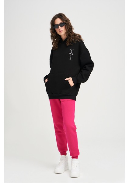 Unisex Look Mom I Can Fly Siyah Sweatshirt Hoodie
