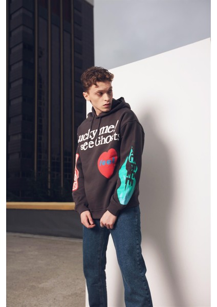 Kanye Oversıze Sweatshirt Antasit Tr30027