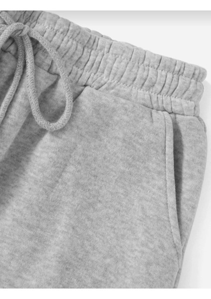 Ikili Jogger Eşofman Altı-Siyah Ve Gri Lastik Paça Yüksek Bel Eşofman
