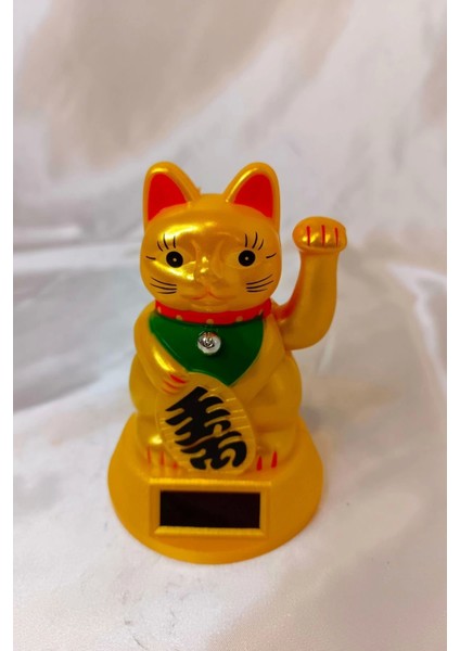 Feng Shui Bereket Şans Mutluluk Çağıran Şans Kedisi Solar Panelli Hareketli Pati Maneki Neko Feng Shui