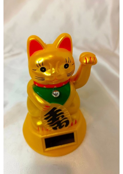 Feng Shui Bereket Şans Mutluluk Çağıran Şans Kedisi Solar Panelli Hareketli Pati Maneki Neko Feng Shui