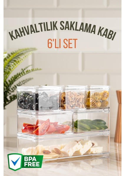 6'lı Clear Kahvaltılık Saklama Kabı Seti