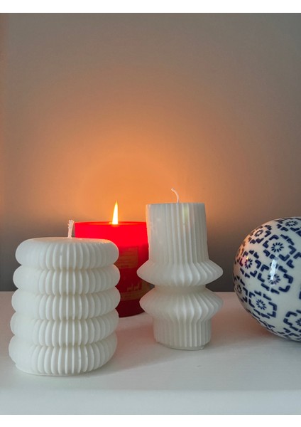 Çizgili 2'li Mum Set fırsatları