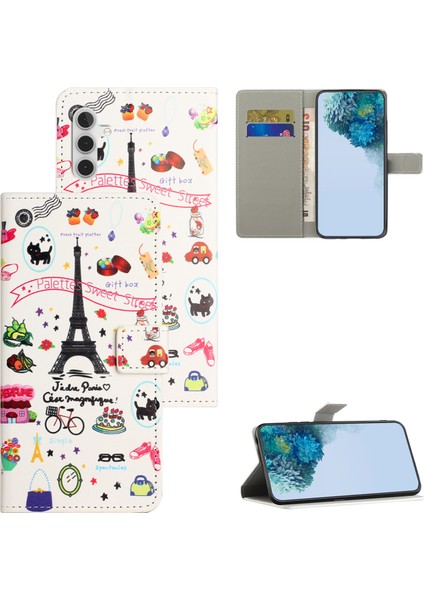 Samsung Galaxy A35 5g Desen Katlama Stand Pu Deri Kapak (Yurt Dışından)