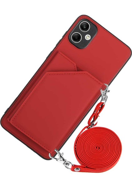 Cool-M Case Samsung Galaxy A05 4g Pu Deri+Tpu Kickstand Telefon Kapağı Kayışla (Yurt Dışından)