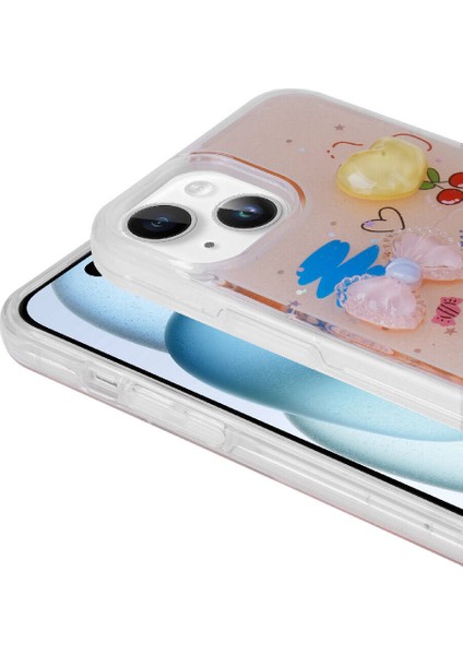 Apple iPhone 15 Plus Kılıf Kabartma Figürlü Parlak Minimini Silikon Kılıf