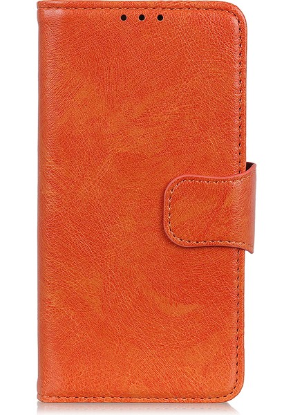 Nappa Doku Bölünmüş Deri Kapak+Samsung Galaxy A53 5g-Orange Için Stand Cüzdanlı Tpu Telefon Kılıfı (Yurt Dışından)