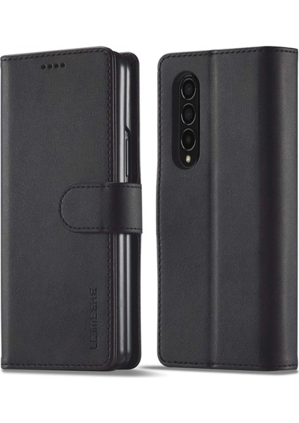 Samsung Galaxy Z Fold4 Için 5g Şok Geçirmez Telefon Kapağı Manyetik Toka Standı Pu Deri Katlanır Telefon Vaka-Siyah (Yurt Dışından)