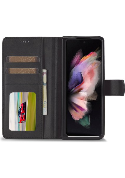 Samsung Galaxy Z Fold4 Için 5g Şok Geçirmez Telefon Kapağı Manyetik Toka Standı Pu Deri Katlanır Telefon Vaka-Siyah (Yurt Dışından) fiyatları