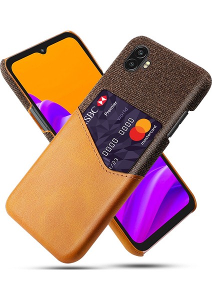 Samsung Galaxy Xcover Pro 2 Için 5g Ultra Ince Telefon Kapağı Kart Tutucu Şok Geçirmez Kumaş Doku Pu Deri Kaplı Pc Telefon Vaka-Orange (Yurt Dışından)