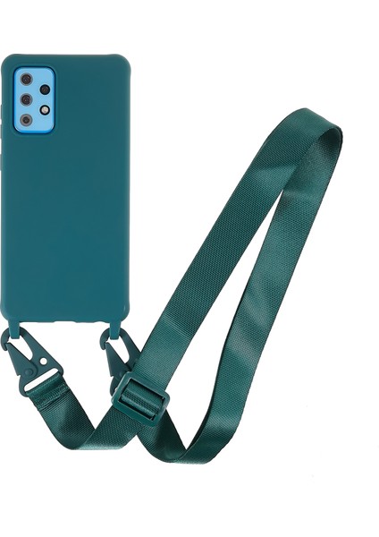Samsung Galaxy A52 4g/5g/galaxy A52S 5g Yumuşak Tpu Ultra Ince Telefon Kılıf Mat Kaplama Kavrama Kavrama Anti-Fingerprint Kapak Ayarlanabilir Kayış-Karanlık Yeşil (Yurt Dışından)