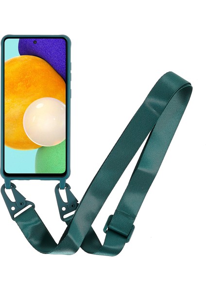 Samsung Galaxy A52 4g/5g/galaxy A52S 5g Yumuşak Tpu Ultra Ince Telefon Kılıf Mat Kaplama Kavrama Kavrama Anti-Fingerprint Kapak Ayarlanabilir Kayış-Karanlık Yeşil (Yurt Dışından) fiyatları