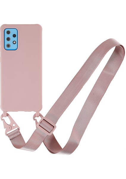 Samsung Galaxy A52 4g/5g/galaxy A52S 5g Yumuşak Tpu Ultra Ince Telefon Kılıf Mat Kaplama Kavrama Kavrama Anti-Fingerprint Kapak Ayarlanabilir Kayış Derin Pembe (Yurt Dışından)