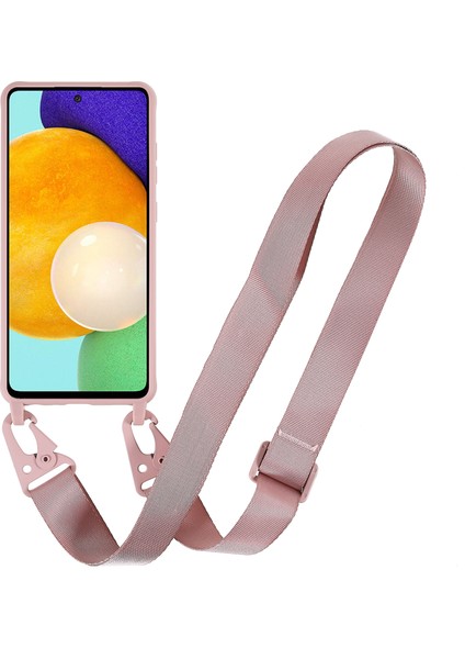 Samsung Galaxy A52 4g/5g/galaxy A52S 5g Yumuşak Tpu Ultra Ince Telefon Kılıf Mat Kaplama Kavrama Kavrama Anti-Fingerprint Kapak Ayarlanabilir Kayış Derin Pembe (Yurt Dışından) fiyatları