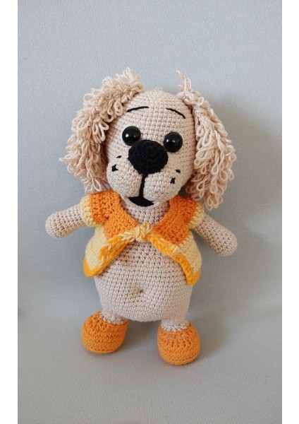 LotusHobiEvi Amigurumi Yelekli Şirin Köpüş 22CM Oyuncak