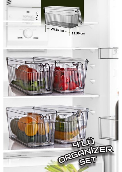 4'lü Kulplu Süzgeçli Dolap Içi Düzenleyici Organizer