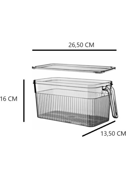 Open Home 2'li Kapaklı Kulplu Süzgeçli Dolap Içi Düzenleyici Organizer