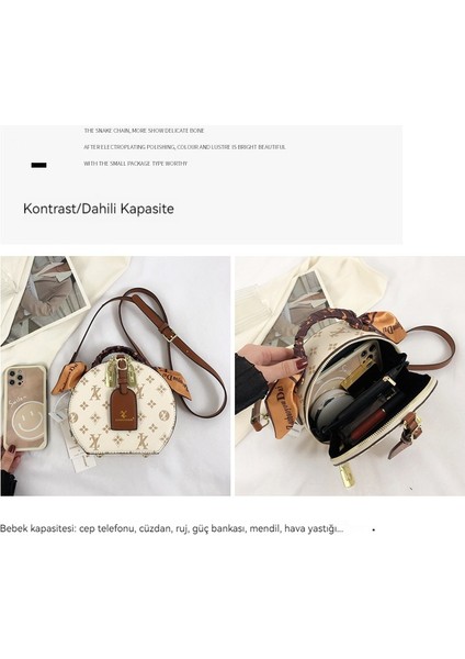 Trendy Retro Mektup Baskılı Omuz Crossbody Mini Yuvarlak Çanta (Yurt Dışından)