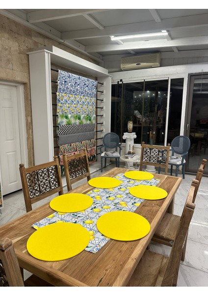 Mavili Seramik Limon Desen Runner Supla Takım