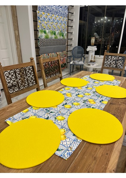 Mavili Seramik Limon Desen Runner Supla Takım modelleri