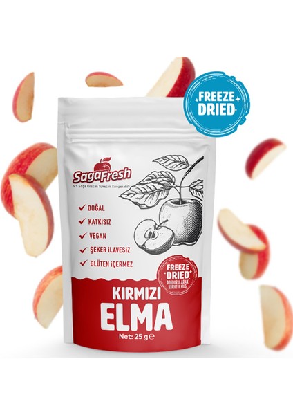 Dondurularak Kurutulmuş Kırmızı Elma Dilimleri (25G)