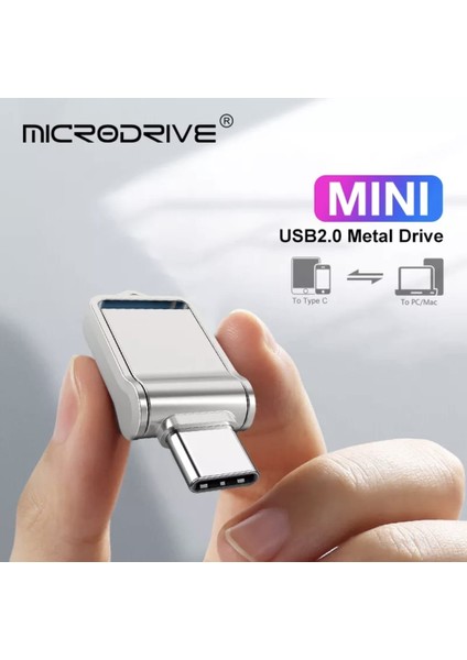 256GB.Type-C ve USB Flash Bellek Çift Girişli Metal Sağlam