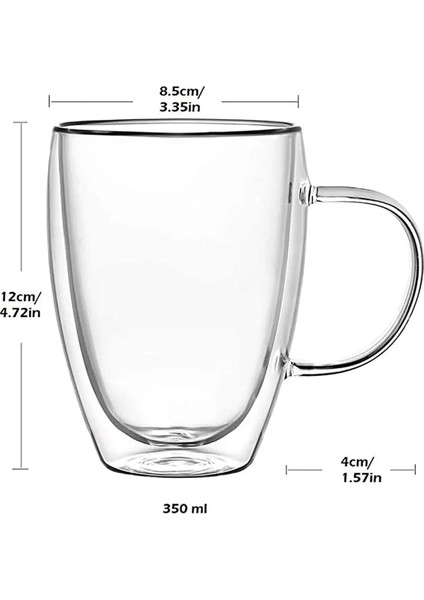 Çift Cidarlı Kupa Bardak 350 ml Ofis Ev Espresso Kahve Çay Fincanı Borosilikat modelleri