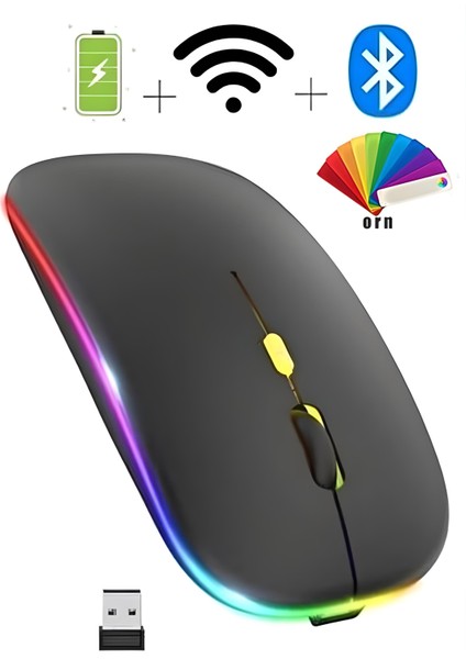 Orn Kablosuz Fare Wireless Bluetooth Mouse 4 Tuşlu Renk Sessiz Şarj Edilebilir