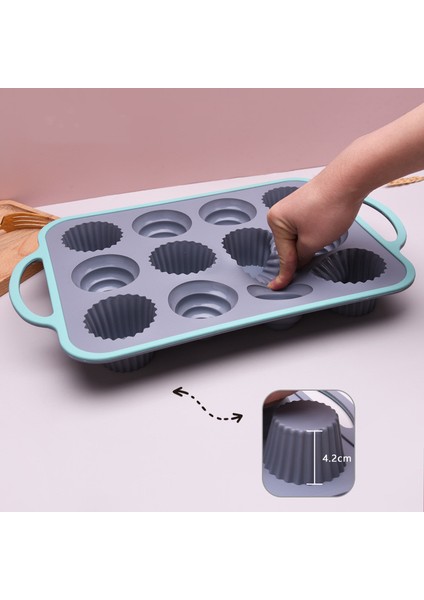 12 Mini Kek Kalıbı Silikon Buhar Dayanıklı Yüksek Isıya Dayanıklı (Yurt Dışından)