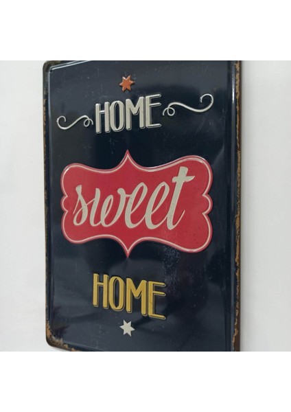 Home Sweet Home Retro Metal Plaka 20X30 cm Metal Tablo