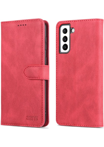 Cep Telefonu Kabuğu Pu Deri Flip Cüzdan Kasası Standı Şok Geçirmez Tpu Iç Telefon Kapağı Samsung Galaxy S21 Fe 5g-Kırmızı (Yurt Dışından)