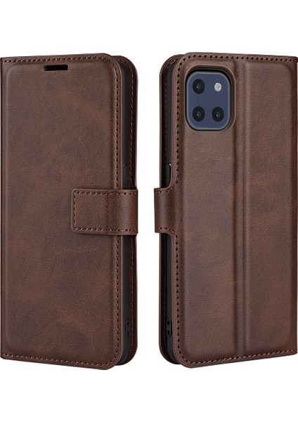 Manyetik Toka Damla Geçirmez Pu Deri+Tpu Iç Telefon Kılıfı Samsung Galaxy A03 (166.5 x 75.98 x 9.14MM) Için Cüzdan Kapağı -Brown (Yurt Dışından)