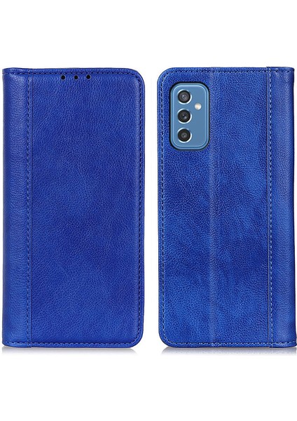 Manyetik Otomatik Kapanış Litchi Doku Samsung Galaxy M52 5g-Blue Için Deri Telefon Stand Koruyucu Kılıf (Yurt Dışından)