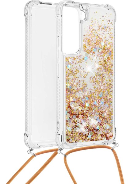 Samsung Galaxy S22 5g-Gold Kalpler Için Ayarlanabilir Kravalı ile Glitter Quicksand ve Clear Soft Tpu Telefon Kılıfı (Yurt Dışından) fiyatları
