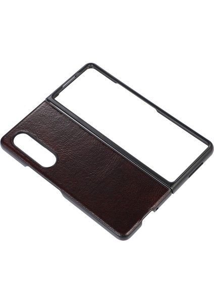 Samsung Galaxy Z Fold3 Için 5g Çılgın At Dokusu Orijinal Cowhide Deri Kaplama Telefon Kılıfı Hibrid Pc+Tpu Cover-Coffee (Yurt Dışından)