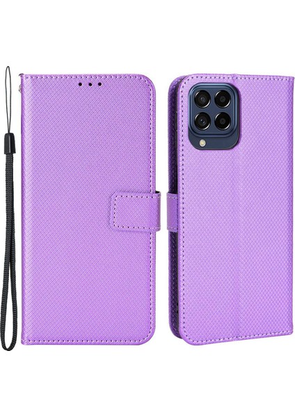 Samsung Galaxy M53 5g Için Pırlanta Doku Koruyucu Kılıf, Stand Pu Fonksiyonu Pu Deri Cüzdan Bilek Kayış-Morallu Damla Damla Geçirmez Cep Telefonu Kabuğu (Yurt Dışından)