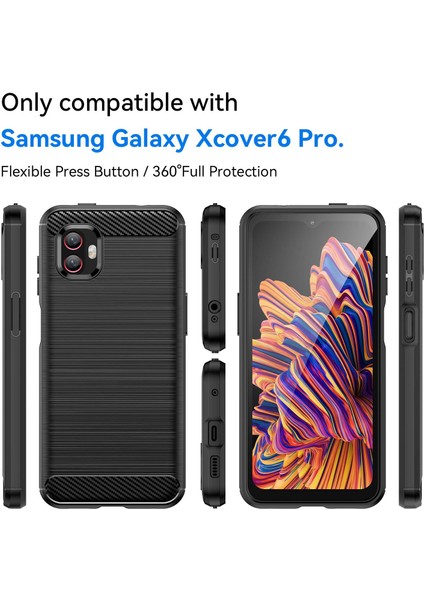 Samsung Galaxy Xcover6 Pro 5g/xcover Pro 2 5g Drop Tpu Tpu Anti-Drop Tpu Kılıf Karbon Fiber Doku Fırçalanmış Yüzeye Dayanıklı Kapak Black (Yurt Dışından) fiyatları