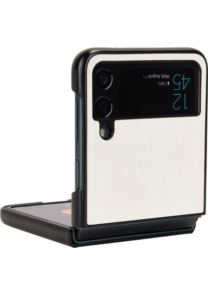 Samsung Galaxy Z Flip4 Için 5g Giyim Karşıtı Litchi Doku Pu Deri Kaplamalı Pc Kılıfı Damla Geçirmez Cep Telefonu Kapak-Beyaz (Yurt Dışından)