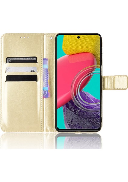 Samsung Galaxy Için M33 5g (Global Versiyon) Çılgın At Doku Cüzdan Flip Kapak Pu Deri Tpu Iç Kabuk Manyetik Kapanma Stand Stand Folio Kılıf Strap-Gold (Yurt Dışından) fiyatları