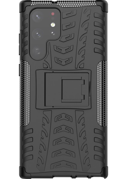 Samsung Galaxy S22 Için Ultra 5g Anti-Çizelge Anti-Dalgalı Lastik Dokusu Yumuşak Tpu+Sert Pc Kickstand-Black ile Çift Koruma Telefon Kılıfı (Yurt Dışından) fiyatları