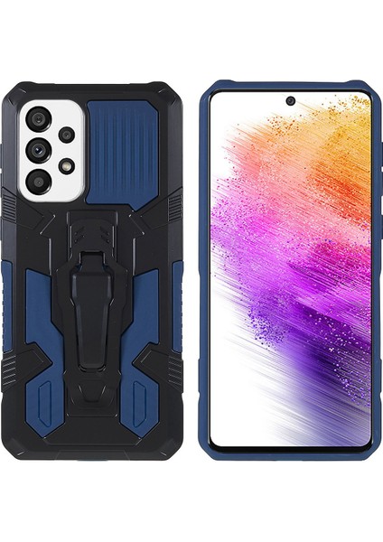 Mechwarrior Samsung Galaxy A73 5g Hibrid Hard Pc Yumuşak Tpu Damla Damla Korunma ile Kickstand-Sapphire (Yurt Dışından)