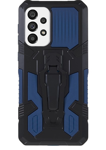 Mechwarrior Samsung Galaxy A73 5g Hibrid Hard Pc Yumuşak Tpu Damla Damla Korunma ile Kickstand-Sapphire (Yurt Dışından)