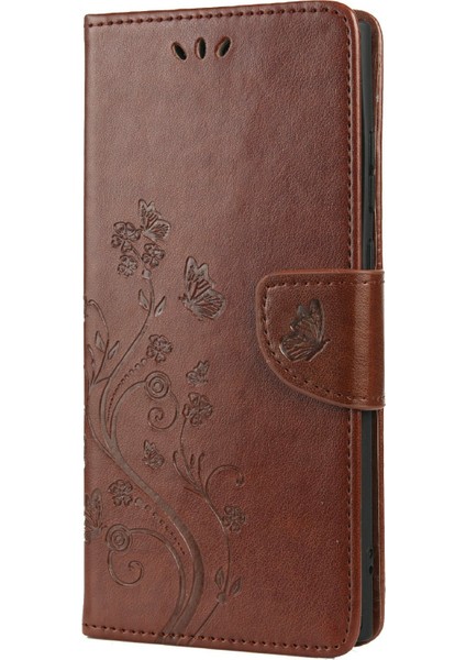 Baskı Kelebekler Çiçekler Stand Cüzdan Deri Kapağı Tpu Telefon Kılıfı Samsung Galaxy S22 Ultra 5g-Brown (Yurt Dışından) fiyatları