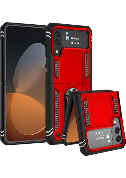Samsung Galaxy Z Flip4 Için 5g Askeri Sınıf Koruma Telefon Kılıfı Tpu+Pc Kickstand Kapak Dahili Metal Kırmızısı (Yurt Dışından) fiyatları