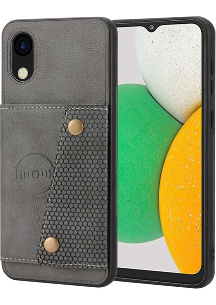 Samsung Galaxy A03 Çekirdek Giyim Dayanıklı Cep Telefon Kılıfı Pu Deri Kaplamalı Tpu Kart Yuvaları ile Şok Anti Anti Anti-Phone Kapağı Kickstand-Grey (Yurt Dışından)