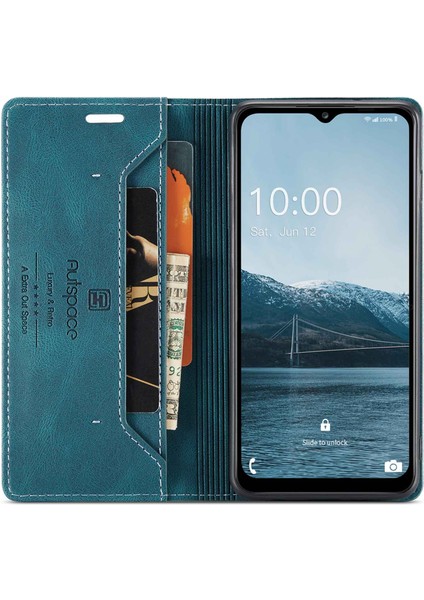 Samsung Galaxy A13 5G/A04S 4g (164.7 x 76.7 x 9.1 Mm) Koruyucu Kabuk, Çizik Geçirmez Rfıd Engelleme Manyetik Kapanma Vintage Buzlu Pu Deri Cüzdan Standı Flip Kapak-Mavi (Yurt Dışından)