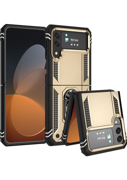 Samsung Galaxy Z Flip4 Için 5g Askeri Sınıf Koruma Telefon Kılıfı Tpu+Pc Kickstand Kapak Dahili Metal Sac-Altın (Yurt Dışından) fiyatları